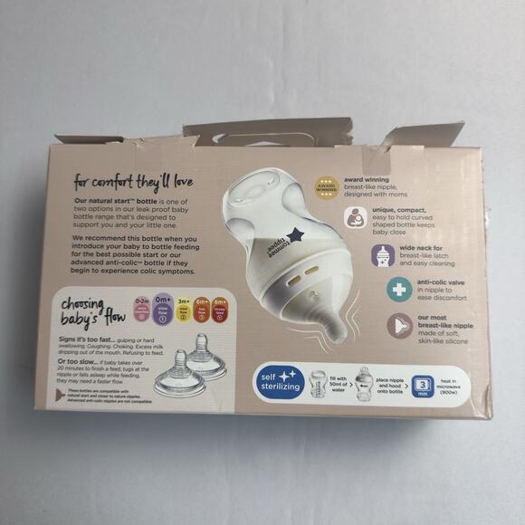 Tommee Tippee Natural Start 9 oz 260 ml Baby Bottles Slow Flow 3 Pack 0m + - Picture 2 of 7